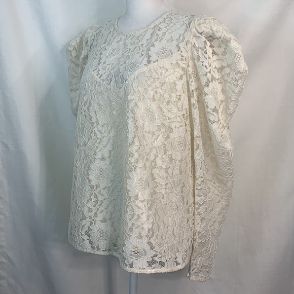 Express Cream Puff Sleeve Lace Top- NWT - Picture 7 of 15